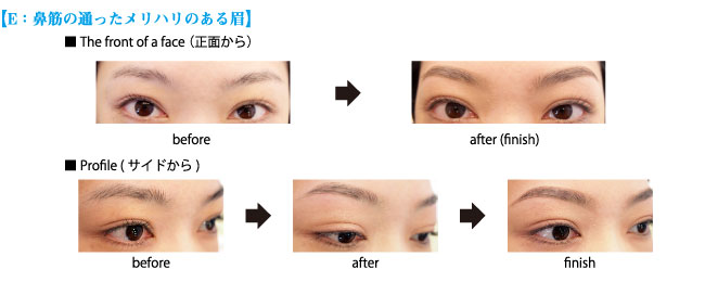 E：鼻筋の通ったメリハリのある眉